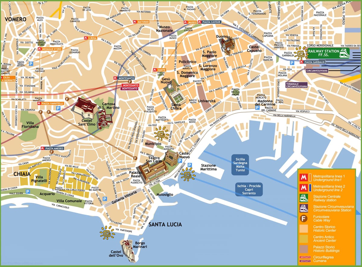 นักท่องเที่ยวหน่อยบนแผนที่ napoli