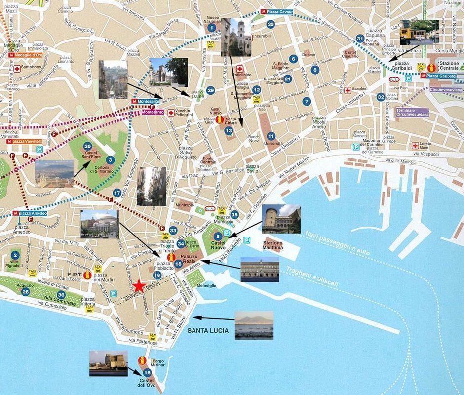เนเปิ้ลล่องเรืออิตาลีพอร์ตบนแผนที่