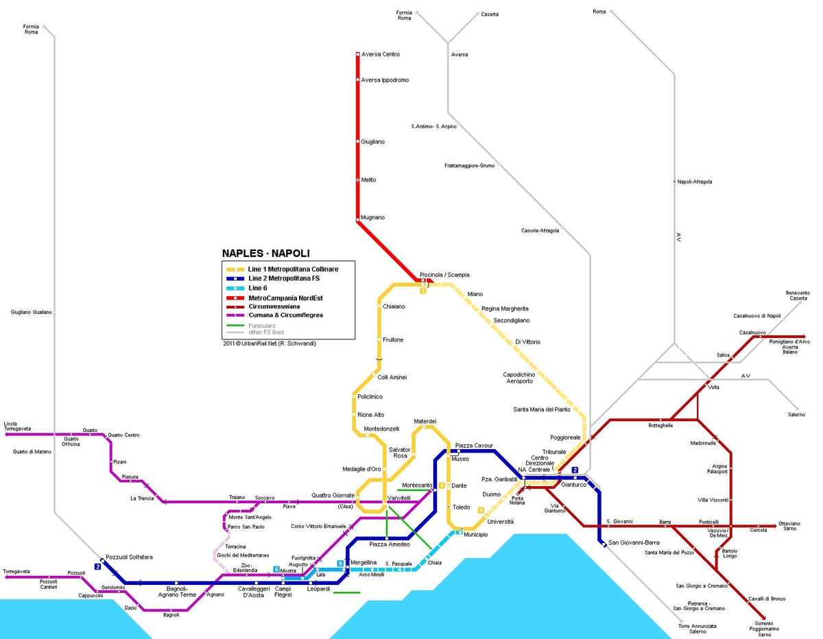 napoli แผนที่รถไฟใต้ดิน