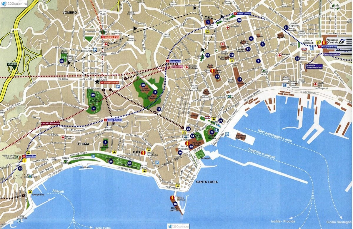 napoli องเมืองบนแผนที่