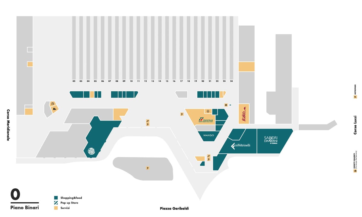แผนที่ของ napoli centrale ที่สถานีรถไฟ