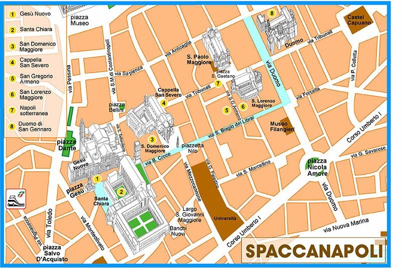 แผนที่ของ spaccanapoli เนเปิ้ล
